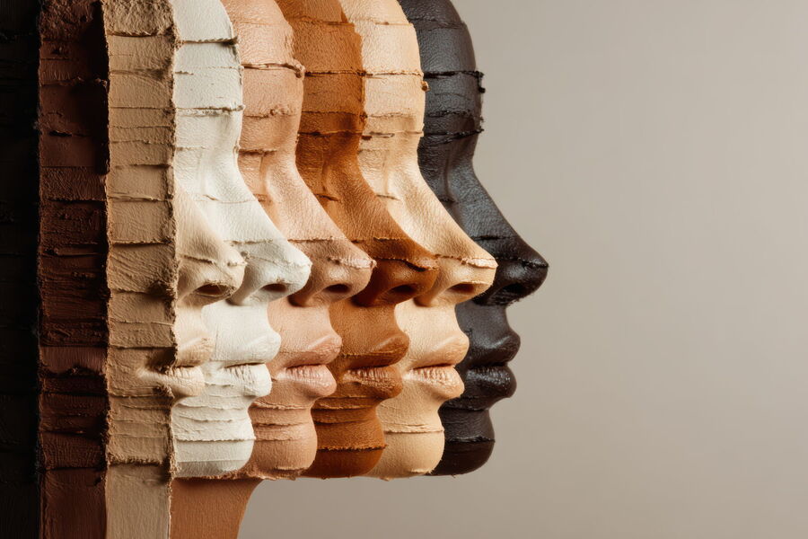 Gesichtssilhouetten in verschiedenen Farben